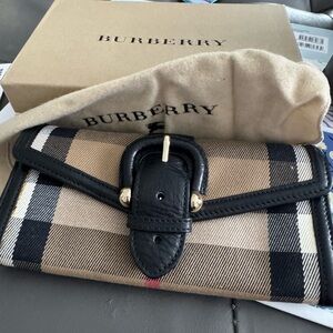 Burberry Black and Tan Checkered Wallet